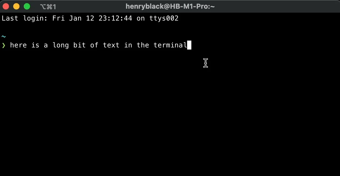 Gif of clicking into text inside a terminal window