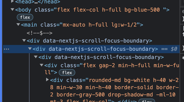 Code screenshot showing the additionally added divs